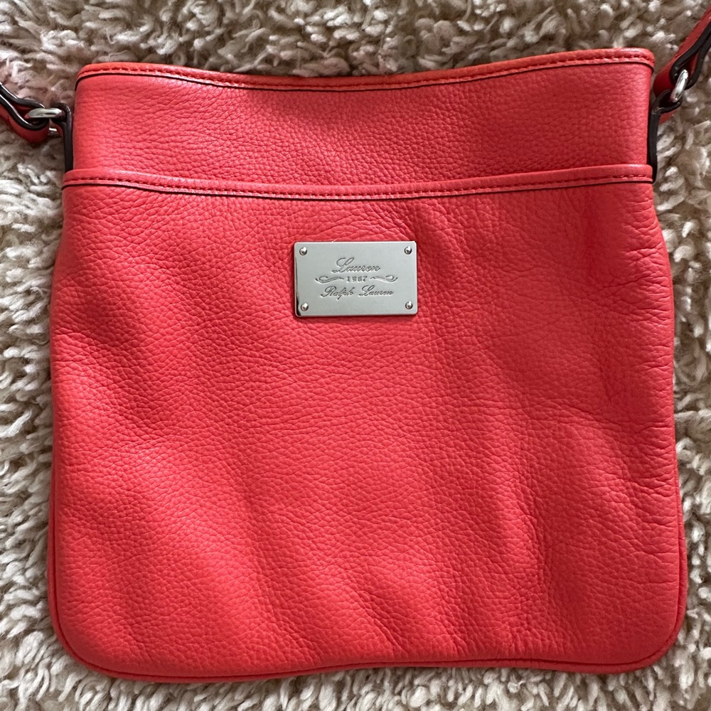 Lauren by Ralph Lauren Coral Leather Crossbody Purse